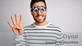  Presentation with beard - Presentation design with young-handsome-man-with-beard background and a light gray colored foreground