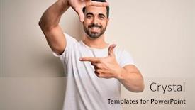  Presentation with beard - Presentation theme featuring young-handsome-man-with-beard background and a soft green colored foreground