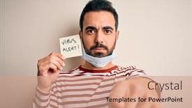  Presentation with alert - Presentation theme with young-handsome-man-with-beard background and a coral colored foreground