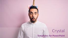  Presentation with pink unicorn - Colorful PPT theme enhanced with young-handsome-man-with-beard backdrop and a lemonade colored foreground