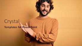  Presentation with beard - Colorful presentation design enhanced with young-handsome-man-with-beard backdrop and a gold colored foreground