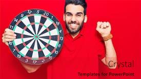  Presentation with dartboard - Amazing presentation theme having young-handsome-man-with-beard backdrop and a crimson colored foreground