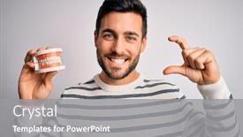  Presentation with denture - Amazing presentation design having young-handsome-man-with-beard backdrop and a gray colored foreground