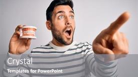  Presentation with denture - Audience pleasing presentation theme consisting of young-handsome-man-with-beard backdrop and a gray colored foreground
