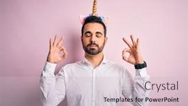  Presentation with pink unicorn - Presentation theme featuring young-handsome-man-with-beard background and a lemonade colored foreground