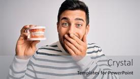  Presentation with hands holding - Slides having young-handsome-man-with-beard background and a light gray colored foreground