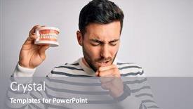  Presentation with denture - Slides consisting of young-handsome-man-with-beard background and a gray colored foreground