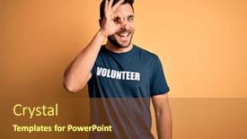  Presentation with young man on the phone - PPT layouts consisting of young-handsome-man-with-beard background and a tawny brown colored foreground