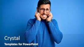  Presentation with blue and yellow music - Presentation theme consisting of young-handsome-man-with-beard background and a ocean colored foreground