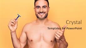  Presentation with razor - Colorful presentation design enhanced with young-handsome-man-with-beard backdrop and a coral colored foreground