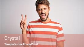  Presentation with beard - Beautiful presentation theme featuring young-handsome-man-with-beard backdrop and a coral colored foreground