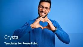  Presentation with heart hands - Presentation theme enhanced with young-handsome-man-with-beard background and a ocean colored foreground