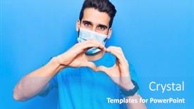  Presentation with medical heart - PPT theme enhanced with young-handsome-man-with-beard background and a teal colored foreground