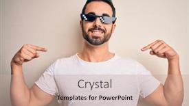  Presentation with happy life - PPT theme enhanced with young-handsome-man-with-beard background and a coral colored foreground