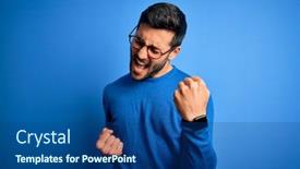  Presentation with blue eyes - Presentation having young-handsome-man-with-beard background and a ocean colored foreground