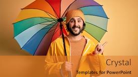  Presentation with rainy day - Slide set having young-handsome-man-with-beard background and a gold colored foreground