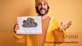  Presentation with rainy day - Audience pleasing presentation design consisting of young-handsome-man-with-beard backdrop and a gold colored foreground