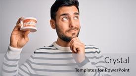  Presentation with denture - Presentation with young-handsome-man-with-beard background and a light gray colored foreground
