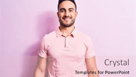  Presentation with beard - Beautiful PPT theme featuring young-handsome-man-with-beard backdrop and a lemonade colored foreground