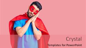  Presentation with super man - Presentation design featuring young-handsome-man-with-beard background and a coral colored foreground