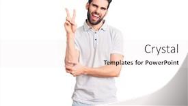  Presentation with polo - PPT theme featuring young-handsome-man-with-beard background and a sky blue colored foreground