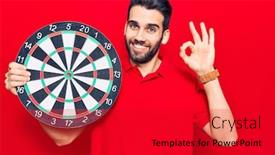  Presentation with dartboard - Colorful presentation enhanced with young-handsome-man-with-beard backdrop and a crimson colored foreground