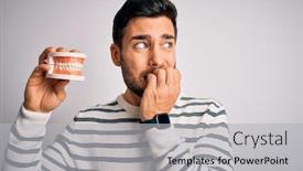  Presentation with beard - Presentation theme featuring young-handsome-man-with-beard background and a light gray colored foreground