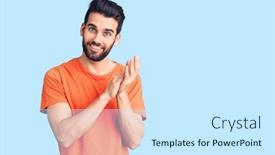  Presentation with beard - Cool new slide set with young-handsome-man-with-beard backdrop and a white colored foreground