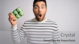  Presentation with box carton - Audience pleasing slide deck consisting of young-handsome-man-with-beard backdrop and a light gray colored foreground
