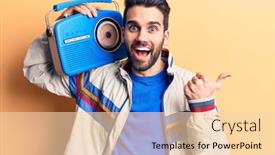  Presentation with vintage music - Colorful slide deck enhanced with young-handsome-man-with-beard backdrop and a lemonade colored foreground