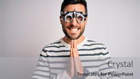 Presentation with optometry - Theme enhanced with young-handsome-man-with-beard background and a light gray colored foreground