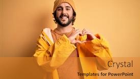 Presentation with rainy day - Beautiful slide set featuring young-handsome-man-with-beard backdrop and a gold colored foreground