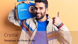  Presentation with vintage music - Beautiful theme featuring young-handsome-man-with-beard backdrop and a coral colored foreground