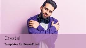  Presentation with love music - Presentation theme featuring young-handsome-man-with-beard background and a coral colored foreground