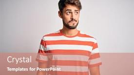  Presentation with beard - PPT theme featuring young-handsome-man-with-beard background and a coral colored foreground