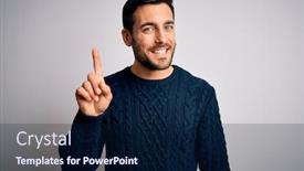  Presentation with beard - Slides enhanced with young-handsome-man-with-beard background and a navy blue colored foreground