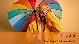  Presentation with colorful eye - Slides with young-handsome-man-with-beard background and a gold colored foreground