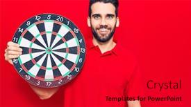 Presentation with dartboard - Colorful slides enhanced with young-handsome-man-with-beard backdrop and a red colored foreground