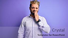  Presentation with king crown - Audience pleasing slide deck consisting of young-handsome-man-with-beard backdrop and a light blue colored foreground