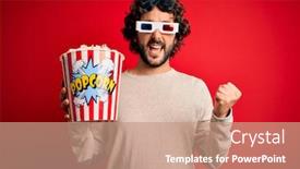  Presentation with red movie - Audience pleasing PPT layouts consisting of young-handsome-man-with-beard backdrop and a coral colored foreground