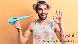  Presentation with beard - Colorful PPT layouts enhanced with young-handsome-man-with-beard backdrop and a coral colored foreground