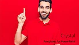  Presentation with polo - Colorful presentation design enhanced with young-handsome-man-with-beard backdrop and a dark gray colored foreground