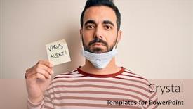  Presentation with alert - Presentation design featuring young-handsome-man-with-beard background and a coral colored foreground