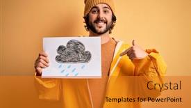  Presentation with rainy day - Beautiful presentation theme featuring young-handsome-man-with-beard backdrop and a gold colored foreground