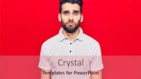  Presentation with beard - Colorful presentation design enhanced with young-handsome-man-with-beard backdrop and a coral colored foreground