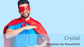  Presentation with super man - Amazing presentation theme having young-handsome-man-with-beard backdrop and a arctic colored foreground