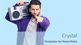  Presentation with vintage music - Beautiful theme featuring young-handsome-man-with-beard backdrop and a white colored foreground