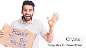  Presentation with power - Cool new slide set with young-handsome-man-with-beard backdrop and a sky blue colored foreground