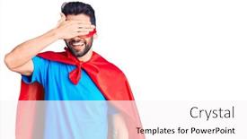 Presentation with super man - Beautiful slide deck featuring young-handsome-man-with-beard backdrop and a white colored foreground