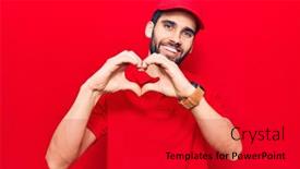 Presentation with polo - Amazing PPT theme having young-handsome-man-with-beard backdrop and a crimson colored foreground